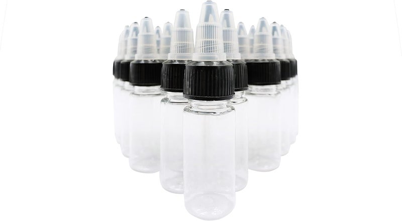 HuoHuo Hard Plastic Extruded Liquid Bottle, PET Plastic, Dispensing Bottle - 28 Pcs, 0.5 oz (15ml) Each, Laboratory, Ink, Watercolor Pigment Bottle - Image 5